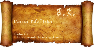 Barna Káldor névjegykártya